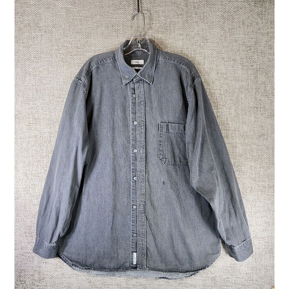 Closed Germany Long Sleeve Denim Shirt Mens XL Gray Button Italian Fabric